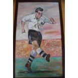 Framed painting of Nat Lofthouse signed by J Carol