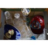 Box of glass ware to include 2 good quality decant
