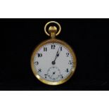 Gold plated pocket watch with sub second dial, cur