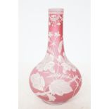 Stourbridge red glass vase white etching Height 20