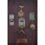 4x Cased Royal masonic jewels with a plaque Alfred