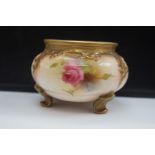 Royal Worcester bowl with floral decoration & puce