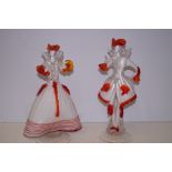 2 Murano glass figures of dancers (Firing crack to