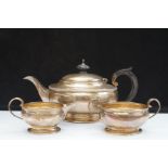 1924 Silver bachelors tea service, bruising to the