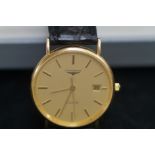 18ct Gold case Longines quartz gents wristwatch wi