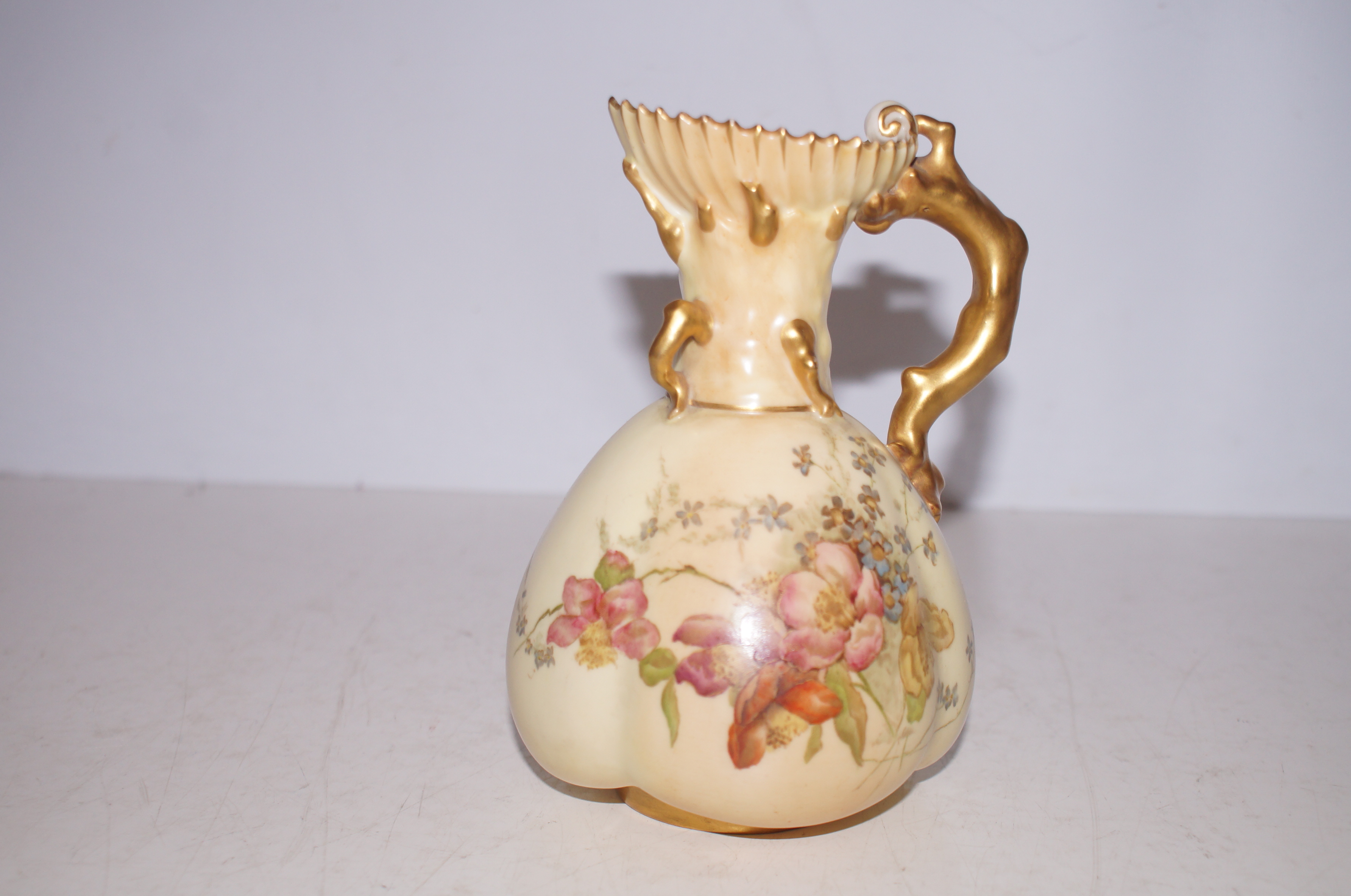 Royal Worcester blush ivory ewer jug, puce back st