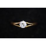 18ct Gold solitaire diamond ring, old European cut