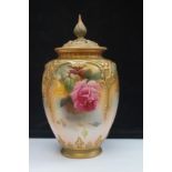 Royal Worcester lidded vase pierced decoration to