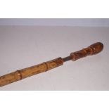 Carved bamboo sword stick Total length 89 cm