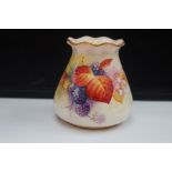 Royal Worcester vase with fruit decoration & black