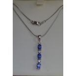 18ct White gold chain set with diamond & tanzanite