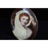 Hand painted plaque Emma Lady Hamilton (After Geor