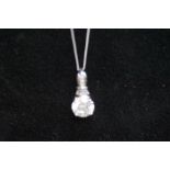 14ct White gold chain & pendant set with white gem