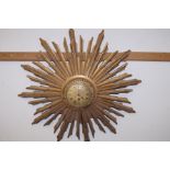 Retro Sunburst wall clock with mechanical movement