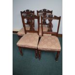 4 Edwardian chairs with original front casters