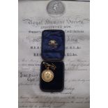 9ct Gold Birmingham city police D Division sports club medal dated 1924 & certificate presented to P
