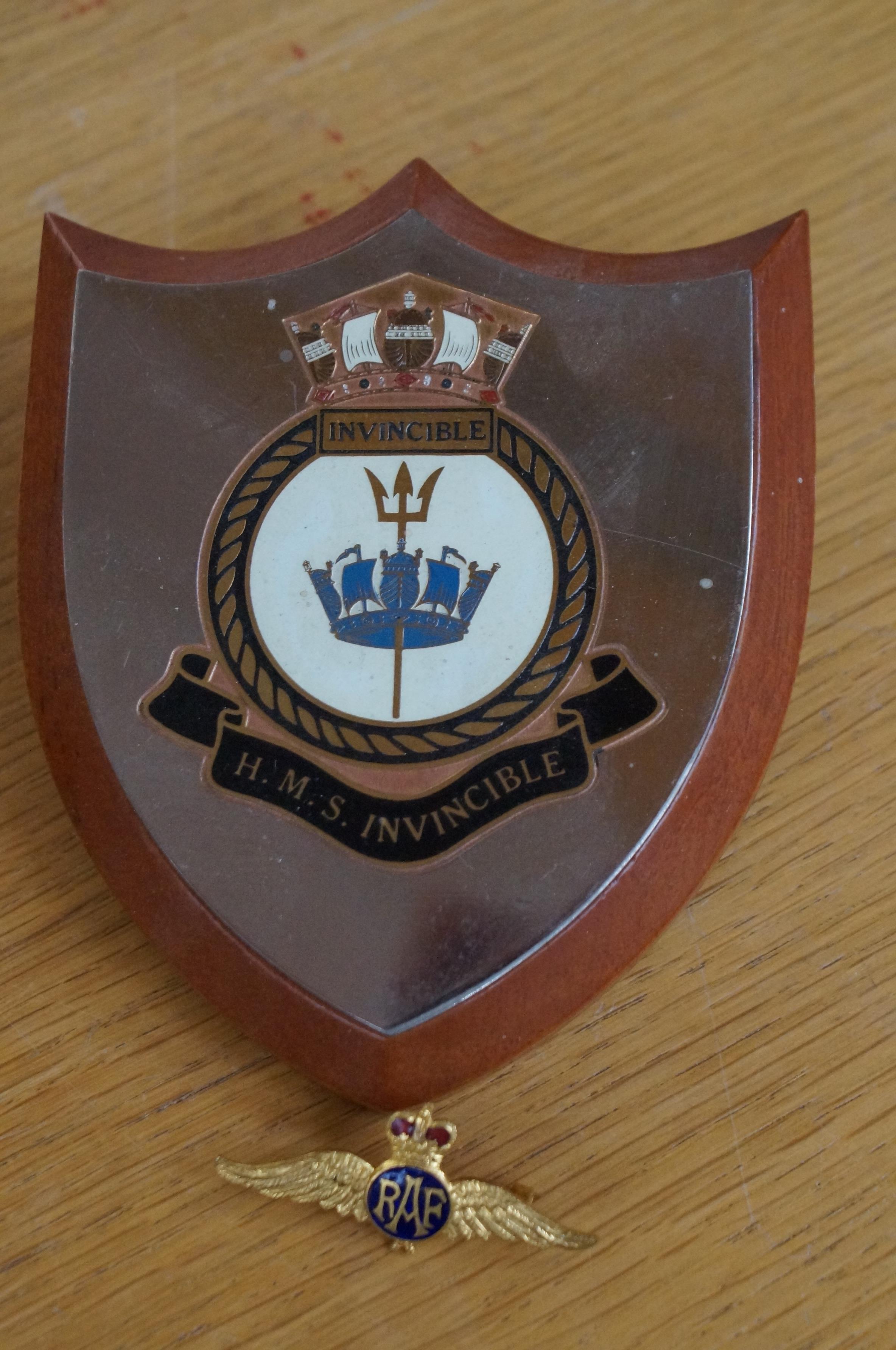 RAF sweetheart brooch together with HMS invincible