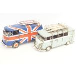 2x Tin plate VW campervans Length 30 cm