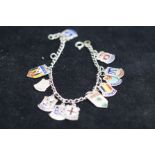 Silver enamelled charm bracelet