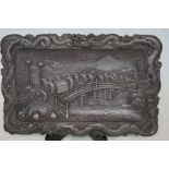 Pewter tray depicting mice over bridge