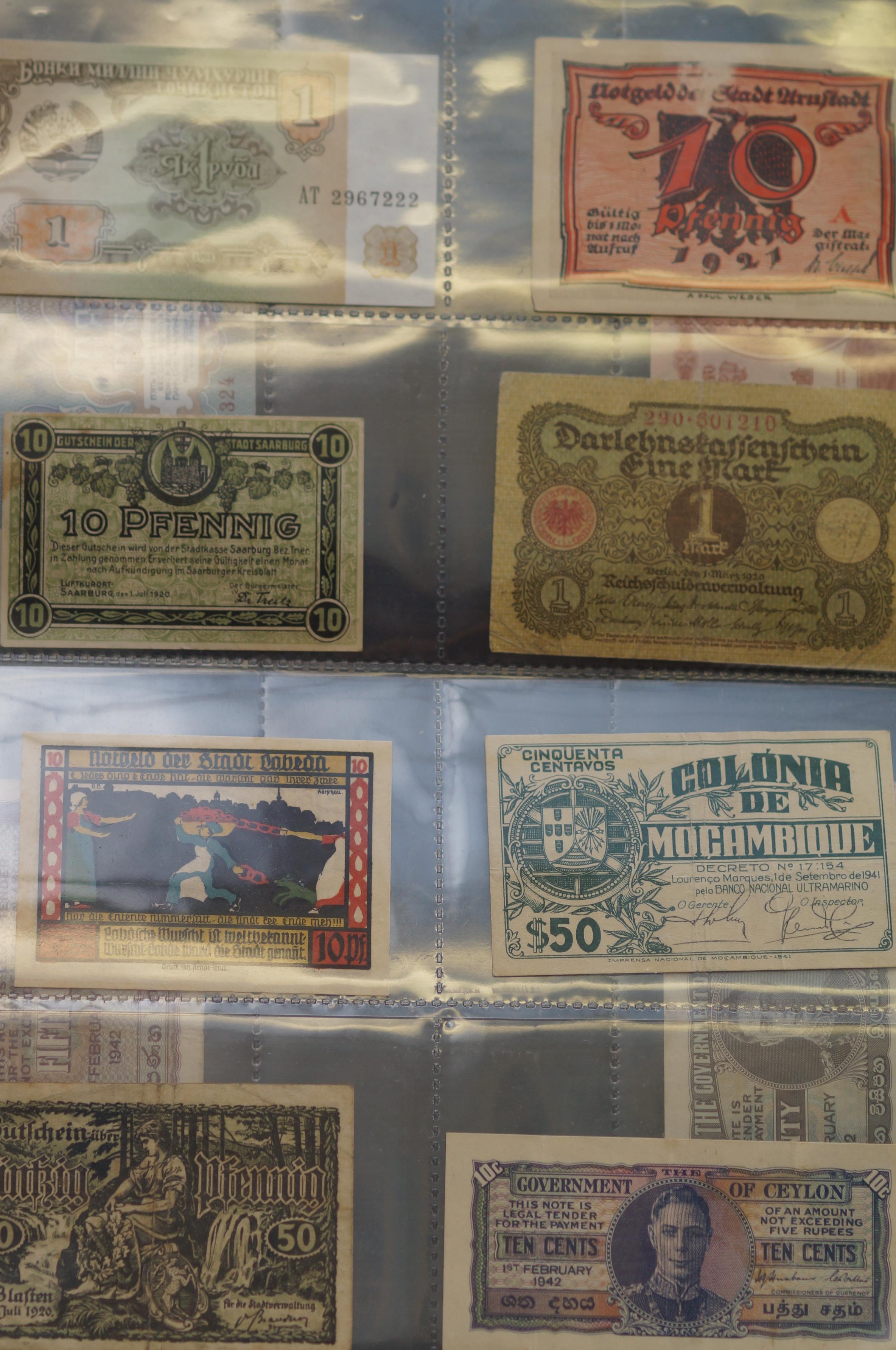 Collection of banknotes, German/Russian 1920's/40'