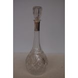 Decanter with silver rim Height 37 cm