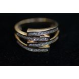 9ct Gold ring set with diamonds Weight 5.6g Size T