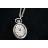 Silver Rotary pendant watch & chain