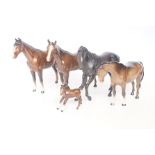 5 Beswick horses A/F