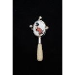 1940's silver babies teething rattle