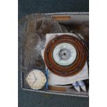 Mixed box to include vintage Sturm clock, baromete