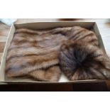 Boxed fur stole & hat