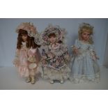 3 Porcelain headed dolls by The Hamilton collectio