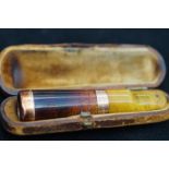 Amber & 9ct gold cigar holder in orignal case