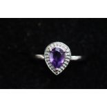 Sterling silver ring set with zambian amethyst Siz