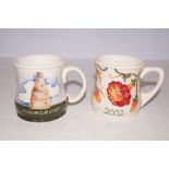 Moorcroft collectors club mugs 1986 & 2002