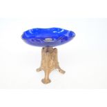 Bristol blue glass bowl Arts Nouveau dish Height 1
