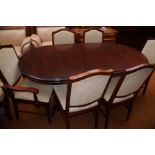 Mahogany extending dining table, four chairs & 2 c