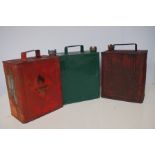 3 Original petrol cans, 1 being shell