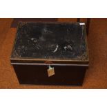 Early 20th century metal deed box with key, Milner