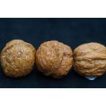 3x Chinese finely carved walnuts