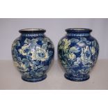 Pair of early Doulton blue & white vases Height 25