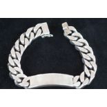 Heavy silver ID bracelet Vacant cartouche Weight 9