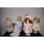 5 Porcelain headed dolls by The Hamilton collectio