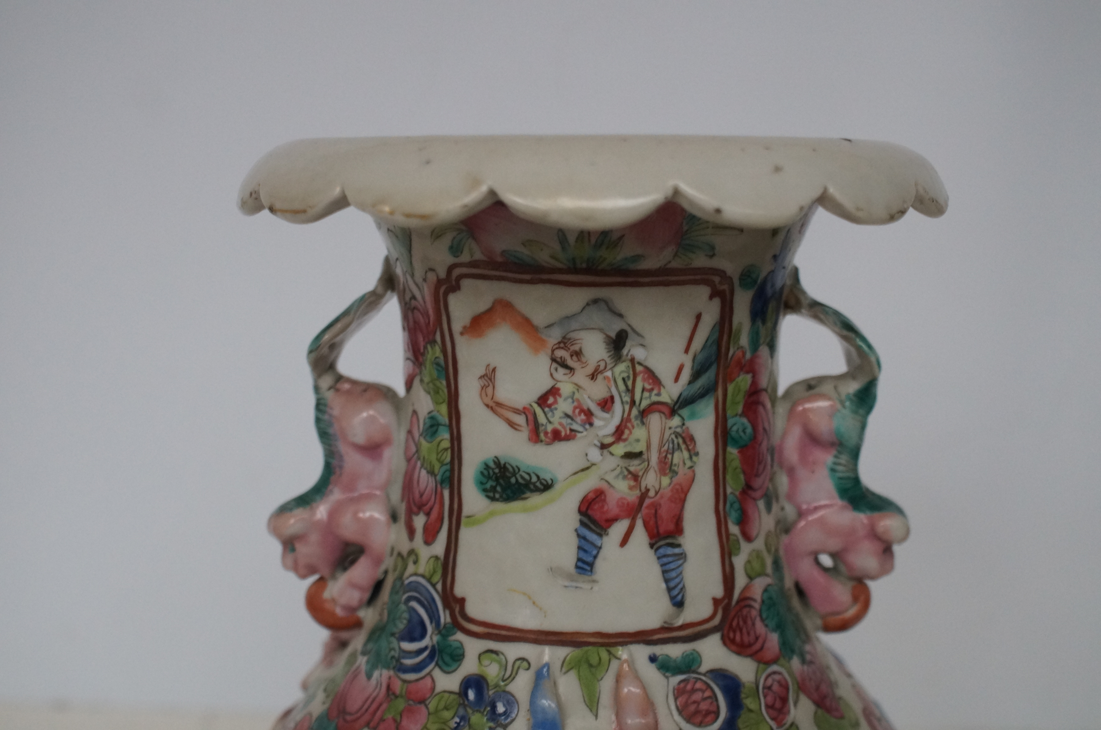 Hand painted oriental vase, decorated with mythica - Image 2 of 4