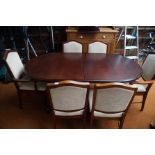 Mahogany extending dining table, four chairs & 2 c