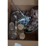 Box of collectables to include early cruet set