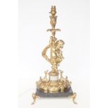 Heavy brass cherub table lamp on marble base