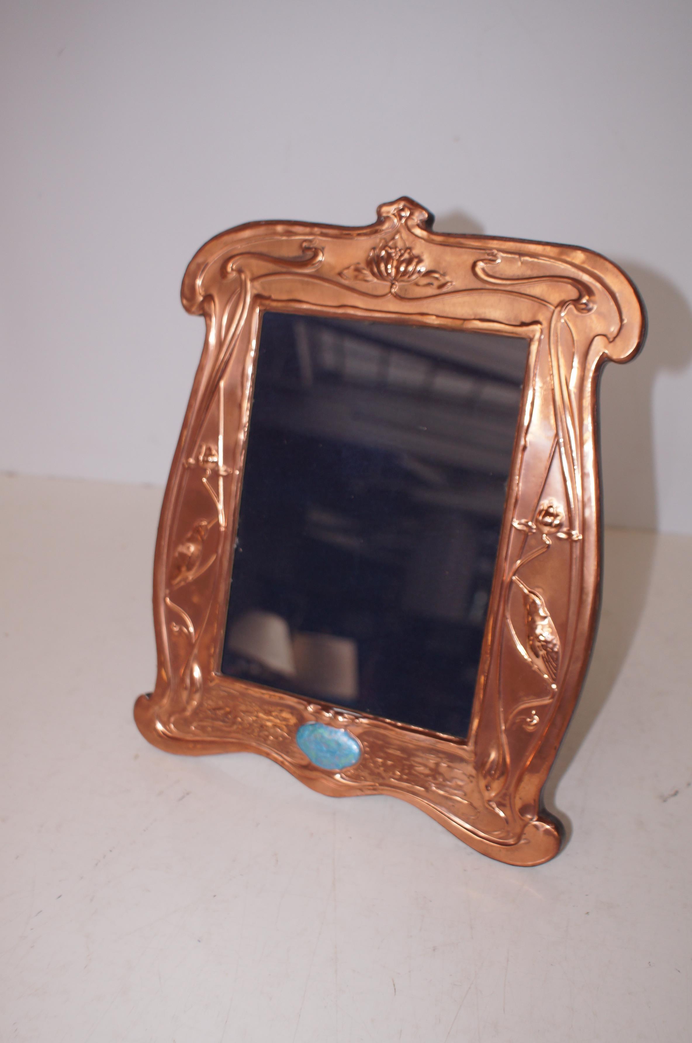 Art Nouveau copper & enamel photo frame Height 33