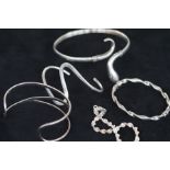 5 Silver bangles & bracelet